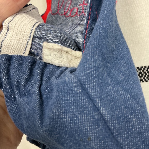 Vintage Baby Denim Shortall Romper 3M‎ My First Shortall Embroidered Overalls - Picture 5 of 5